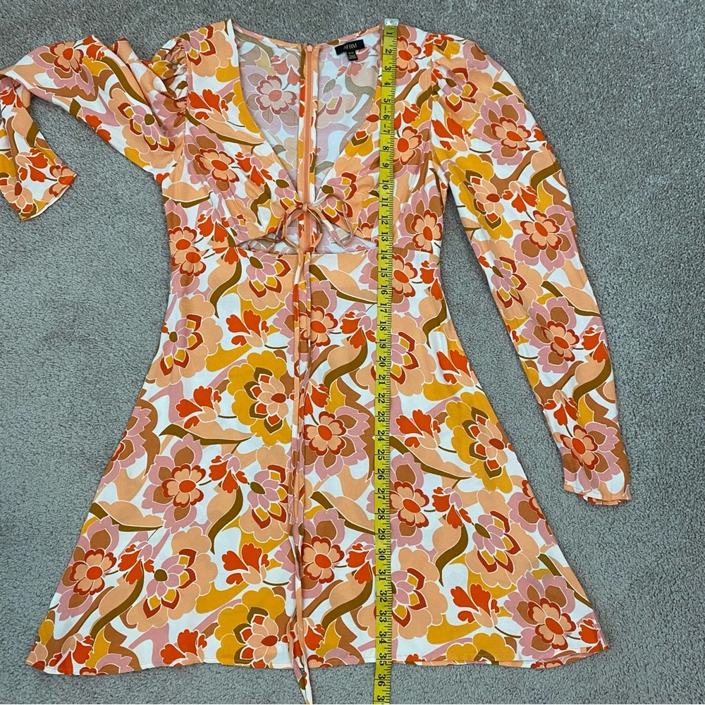 AFRM Etienne Retro Style Mini Dress Orange Multi M - Picture 7 of 7